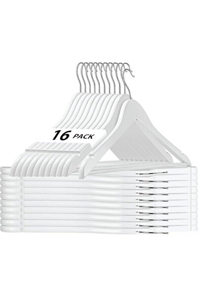 Generic شماعات خشبية من HOUSE DAY، عبوة من 16 شماعة بدلات خشبية، شماعات ملابس...