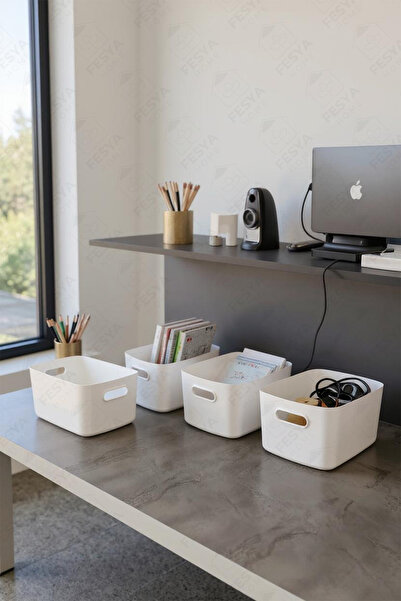 Fesya Home 5Pcs Desktop Organizer Organizer White Color Plastic Multi-Purpose Organizer