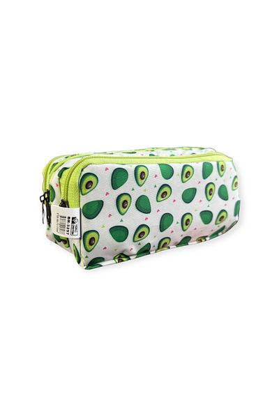 Polin Three Compartment Patterned Pencil Bag, 8 Different Models, Zippered, Large Size