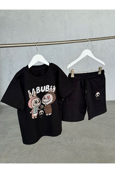 KAPROLLI Labubu Twin Unisex Girls Boyskids T-Shirt Shorts Set Printed Pattern Washable Bottom Top Set