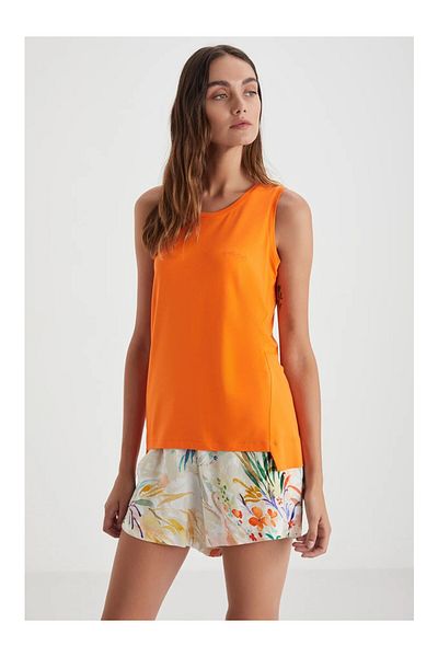 Catherine's Catheri̇nes Thick Straped Circle Neck Soft Textured Fabric Women's Shorts Pjs Set