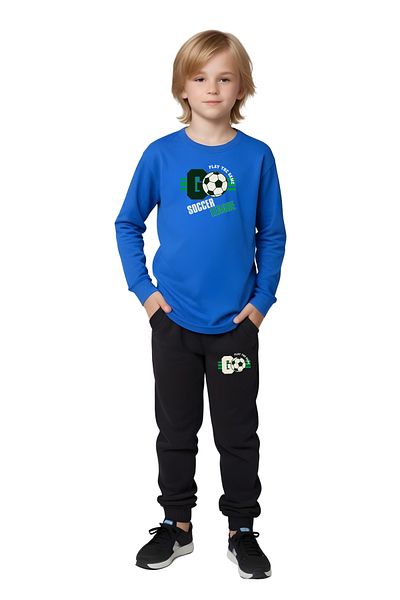 panios kids Crew Neck Go Soccer Printed Detail Boy's Bottom-Up Set