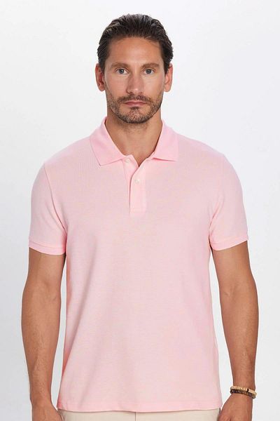 Tudors Men's Slim Fit Slim Fit Cotton Soft Texture Cool-Keeping Fabric Plain Pique Polo Neck T-Shirt