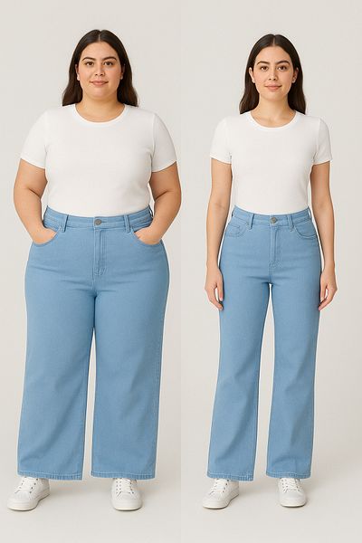 ELONİ 36-50 Size Range Women's Wide Leg Flexible Lycra Jeans