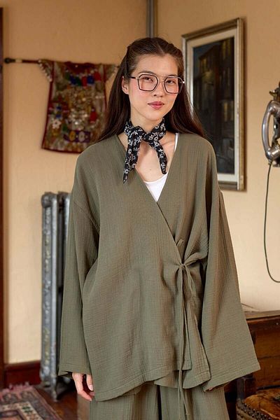 Ceylan Otantik Khaki Muslin Tie Tunic