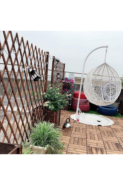 genric Expandable Wooden Garden Fence Pet Gate - Freestanding Wooden Picket Fence (Brown, 119 cm)