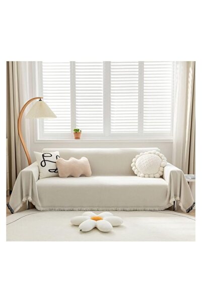 Generic غطاء أريكة KAISUN متعدد الوظائف مزخرف بـ 2 و3 و4 مقاعد مع شرابات، زاوية على شكل حرف L وU