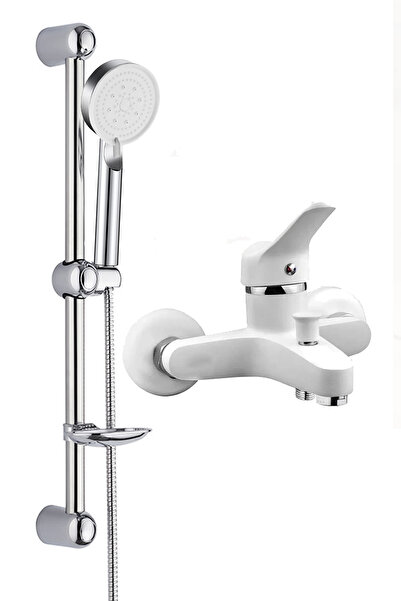 VSA Beyaz Sürgülü 5 Fonksiyonlu Başlıklı Banyo Duş Seti Beyaz Mix Banyo Batar...