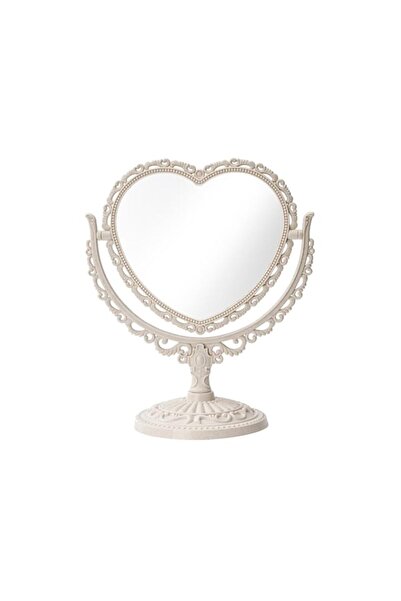 Generic مرآة مكياج أنيقة على شكل قلب عتيق مقاس 7 بوصات، مع دوران مزدوج 360 درجة