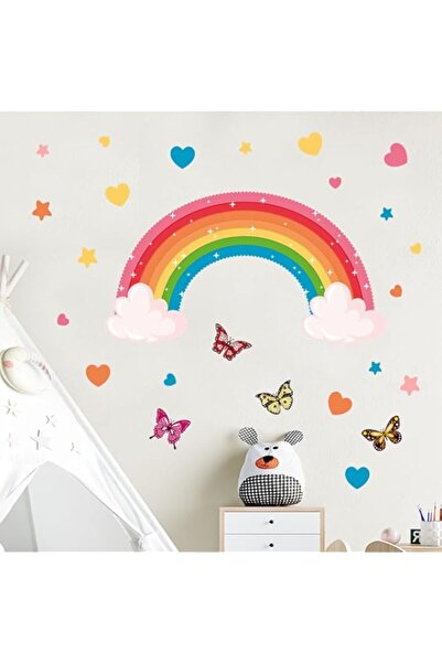 Generic ملصقات حائط JZS قوس قزح، ملصقات حائط كبيرة قابلة للإزالة على شكل فراش...