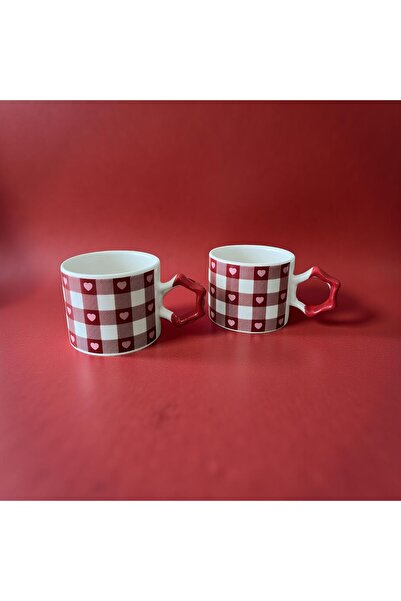 PS Porcelain 2 Kişilik Kalp Desenli Sarmal Seramik Kupa