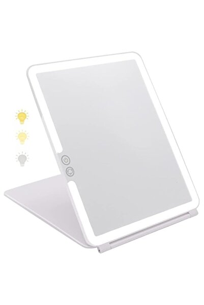 Generic مرآة مكياج للسفر قابلة لإعادة الشحن من موتيم مع 72 مصباح ليد وشاشة تعمل باللمس وثلاثة ألوان قابلة للتعتيم (أبيض)