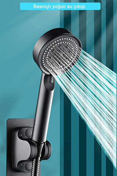 VSA Mat Siyah 5 Fonksiyonlu Tasarruflu Sağlam Yapılı Su Basınçlı Spa Banyo Du...