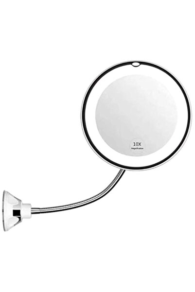 Generic مرآة مكياج مع كوب شفط، قابلة للدوران 360 درجة، ذات عنق إوزة مرن، مرآة...