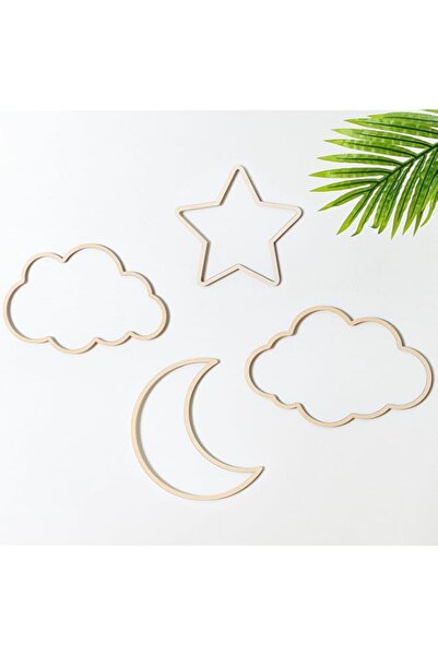 Generic Brand Kathfly 4 Pieces Cloud Wall Decor Boho Nursery Decor Wooden Sta...