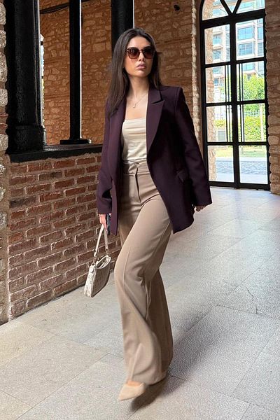 Madmext Jachetă blazer pentru femei căptușită cu prune Mg2508