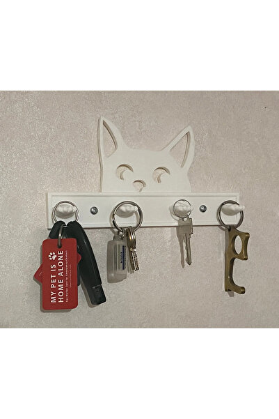 SORA DESIGN Kedi Figürlü Duvar Anahtarlık Askısı Anahtar Düzenleyici