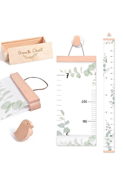 Generic مخطط نمو للحائط، مخطط ارتفاع 7 أقدام مع صندوق تذكاري وخطاف، قماش مقاو...