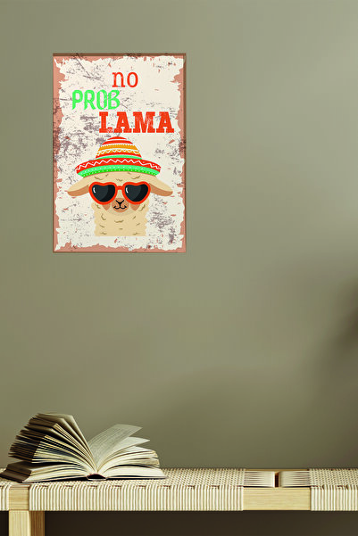 qoeuyl boutique No Problama-Lama Printed Funny Gift 18x27 MDF Mini Ξύλινη Αφί...