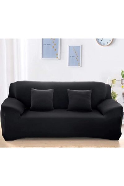 Generic ديكور منزلي، غطاء أريكة لثلاثة أشخاص، لون أسود