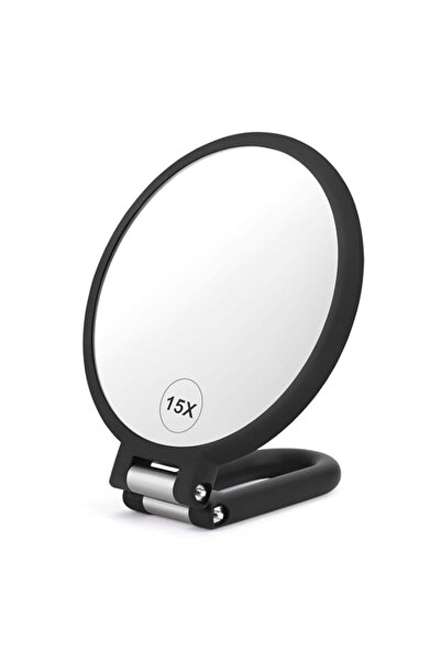 Generic مرآة تازويق المحمولة، مكبرة على الوجهين، مرآة يدوية بتكبير 1× 15×، قابلة للطي للسفر