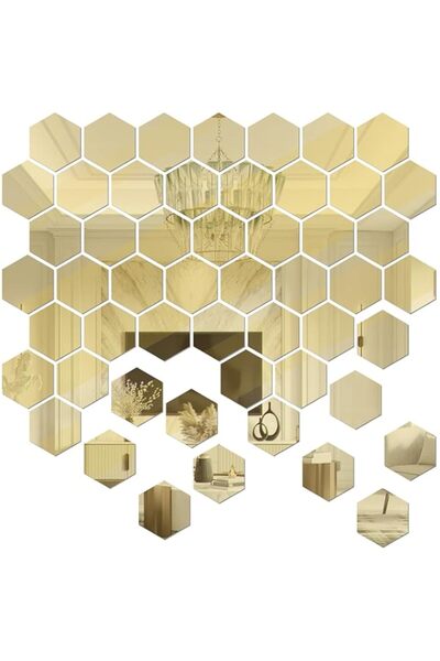 Generic داليانليان، 52 قطعة من ملصقات المرآة السداسية لتزيين الجدران، ملصقات ...