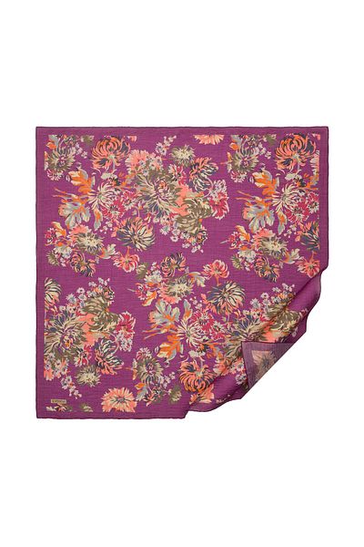 ipekevi Plum Chrysanthemum Patterned Scarf