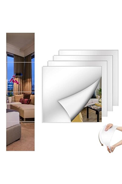 Generic CEUQIESO 4 Pack Acrylic Mirror Tiles, 8 x 8 Inch Self Adhesive Acryli...