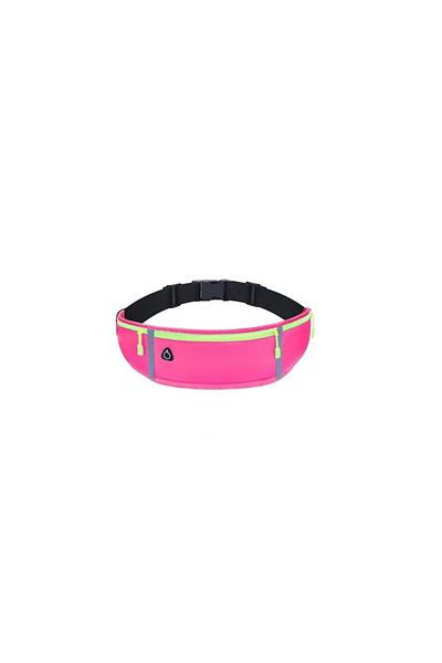 SOHO Running Waist Bag with 3 Compartments for Mobile Phone and Accessories, Pink Green
