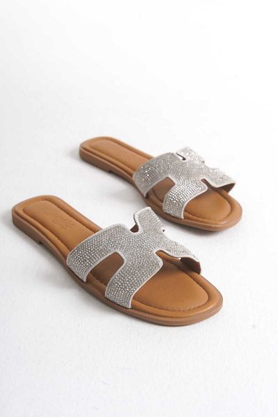 ERNİLA Genuine Leather Women's Stone Slippers