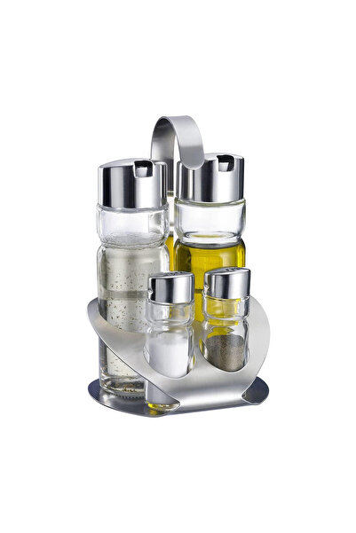 Cuisine Art طقم إبريق زجاجي بنكهة الليمون الغازي مع حامل من الفولاذ المقاوم للصدأ، 4 قطع، شفاف