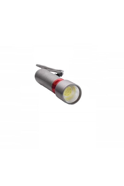 SOHO Mini Metal Flashlight with COB LED and Battery Power 3x R3, 11.5 x 3 cm, Silver-Red