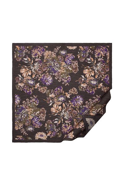 ipekevi Bitter Brown Purple Chrysanthemum Patterned Scarf