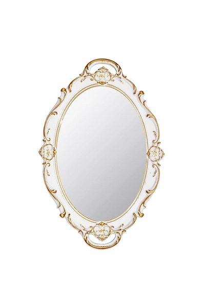 Generic Eaoundm 14.5 x 10 inchs Oval Antique Decorative Wall Mirror Vintage Hanging Mirror (White)