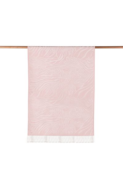 ipekevi Hollyhock Pink Zebra Jacquard Patterned Silk Shawl