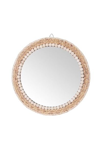 Generic مرآة حائط دائرية معلقة من SWTHONY مقاس 15 بوصة من البوهو مصنوعة من ال...