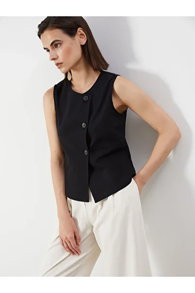 LC Waikiki Crew Neck Linen Blend Women's Classic Vest