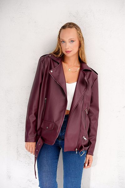 cottonage Women's Oversize Biker Leather Jacket