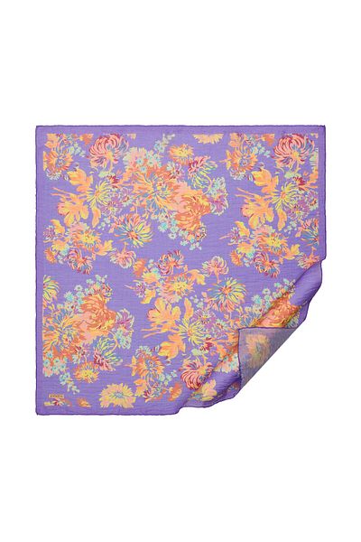 ipekevi Purple Chrysanthemum Patterned Scarf