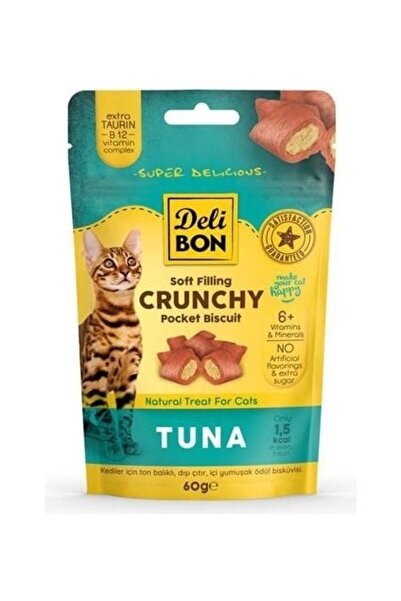 Delibon Chrunchy Içi Dolgulu Tuna Balıklı Kedi Ödül Bisküvisi 60 gr