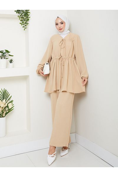 VOLT CLOTHİNG Women's Bow Linen Trousers Suit