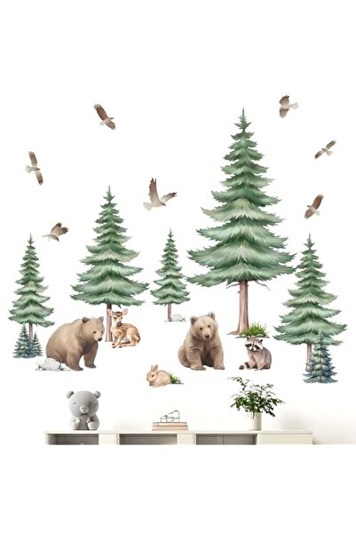 Generic Brand Large Pine Tree Wall Decals - Woodland Animal Bear Wall Sticker...