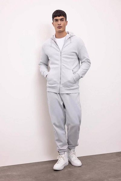 DeFacto Regular Fit Pocketed Waist Lace-Up Elastic Leg Gray Men's Trousers B6155Ax/Gr184