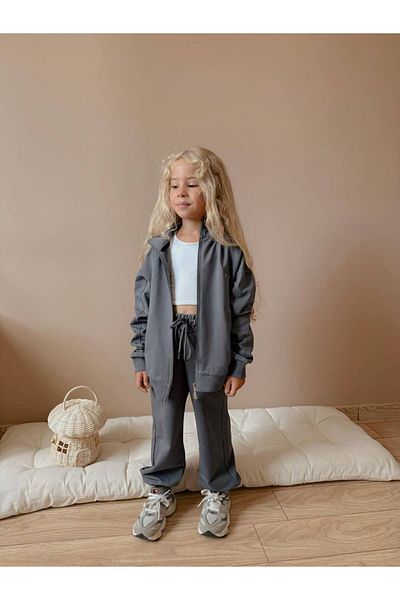 YİGİT BUTİK Zippered Long Sleeve Girls Tracksuit Set