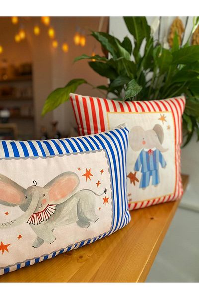 RahanDesign Children's Room Decorative Striped Suede 2-Piece Throw Pillow Cover - Children's Room Throw Pillow Cover Set