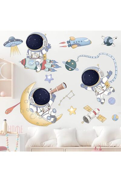 Generic Brand Excefore Astronaut Wall Stickers, Cute Cartoon Space Cosmic Fly...