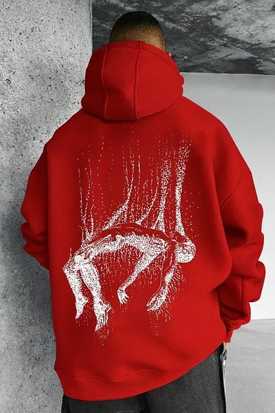 CLASSY.MODA Oversize Hooded Sweatshirt – Abstract Art Pattern on the Back