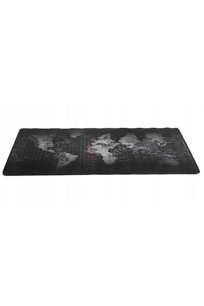 UIQ Mousepad pentru birou, model harta mondiala, 80x30cm, plastic si cauciuc, Negru