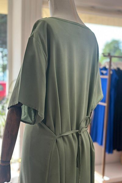 Unique Boutique Green Short Sleeve Cotton Viscose Fabric Plus Size Dress