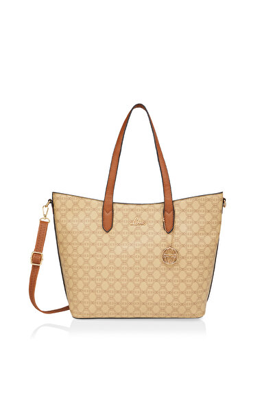 Lavie حقيبة توت هايلون النسائية أحادية الطباعة (بيج)